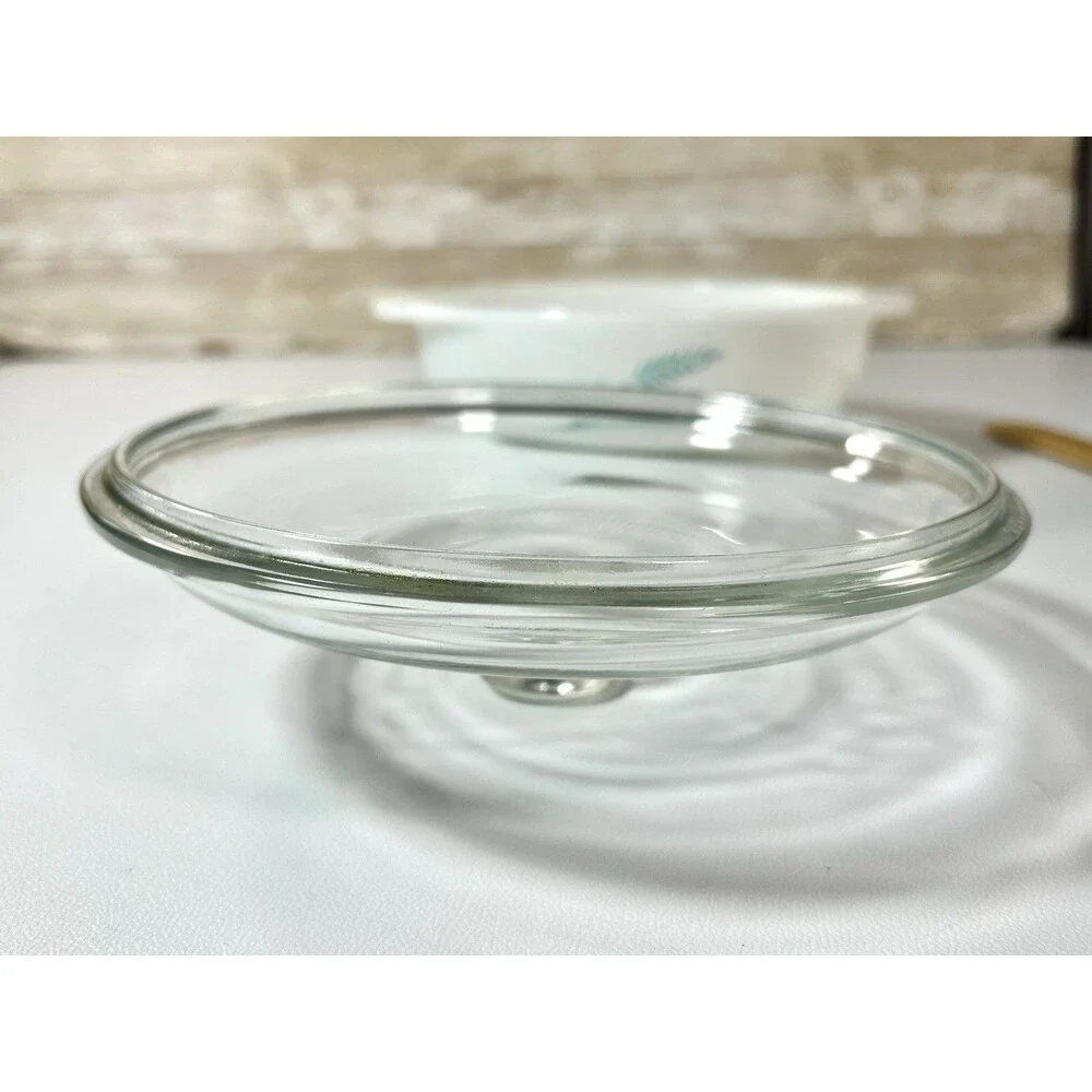 Vintage Pyrex 1.5 QT Turquoise Blue Wheat 023 Round Casserole Dish w/ Lid